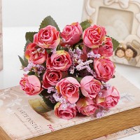 11" Artificial Silk Hot Pink Rose Plant Flower Bouquet Wedding Party Decor Home   292682257237